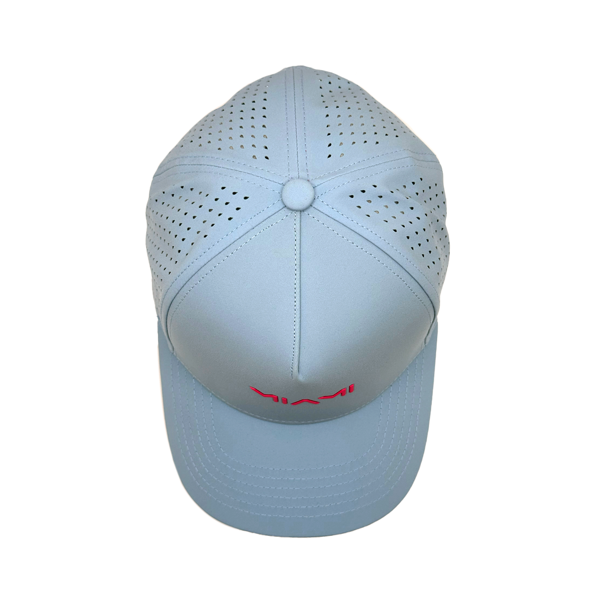 Light blue baseball cap with a logo on a white background