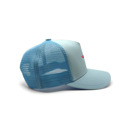 Light blue mesh cap on a white background